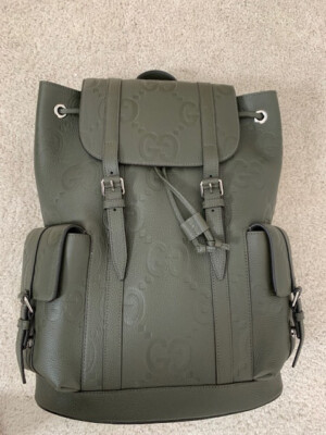 Gucci Dark Green Backpack Gucci Green Leather Tonal Double G Backpack Bag | Yoogi main image 2