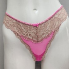 Vtg Victoria's Secret Dream Angels Mesh Nylon Lace Trim Thong Panties S