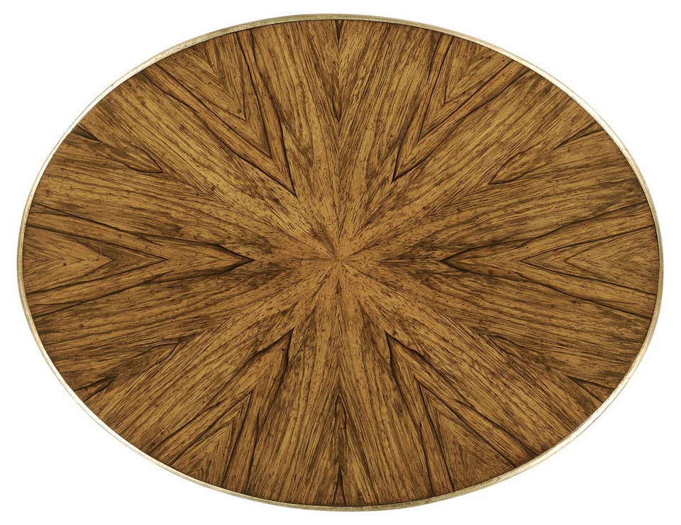 Mesa auxiliar ovalada chapada en nogal argentino Jonathan Charles 494338-LAW Foto 3 de 4