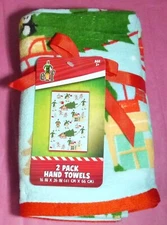 NEW Elf 2 Pk 16"x26" Hand Towels Christmas Tree Gingerbread Man Cookies Snowman