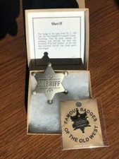 Old Western  Sheriff  Badge with Lapel / Hat Pin -Boxed