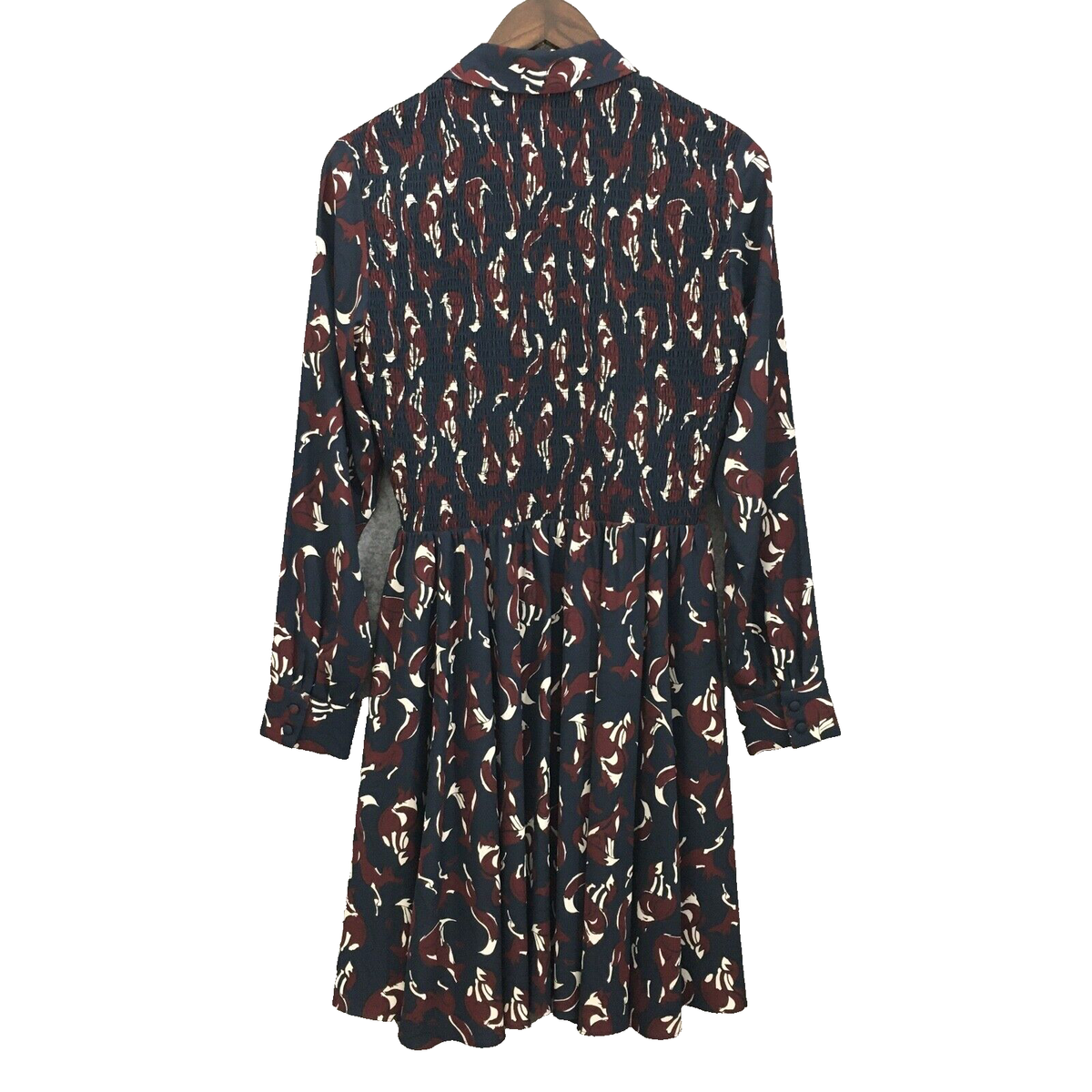 Kate Spade Dress Women Size Fox Print Smocked Long Sleeve 