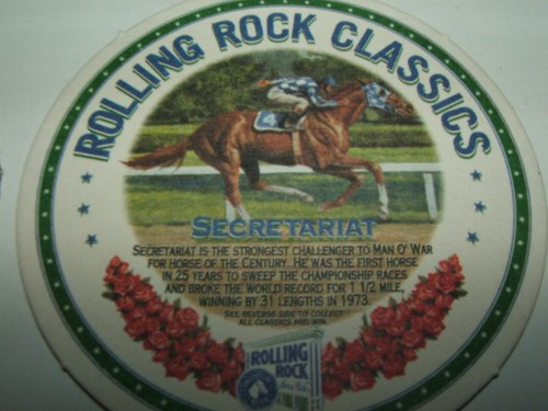VINTAGE SECRETARIAT ROLLING ROCK BEER BOTTLE CAP COASTER LOT HORSE RACE CLASSICS - Picture 3 of 6