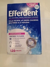 Efferdent Anti-Bacterial Denture Cleanser Tablets, Complete Clean, 126 Tablets