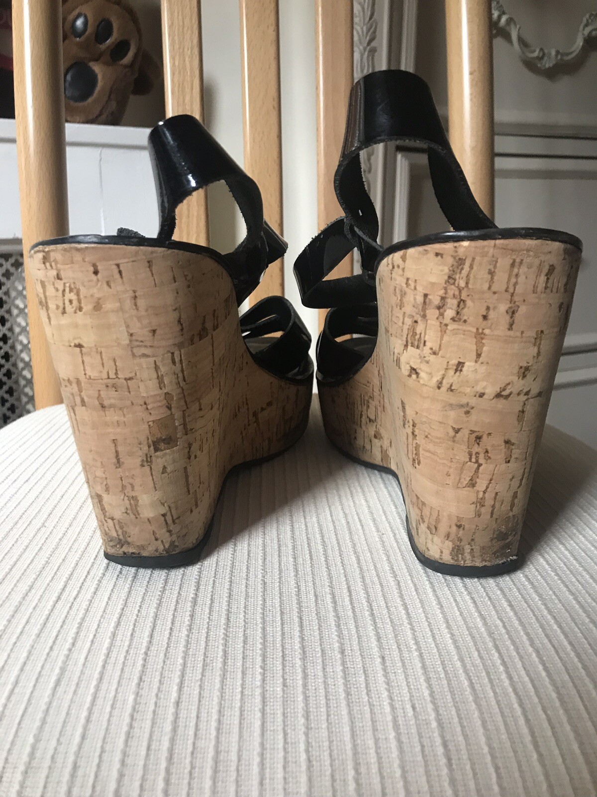 Korkease Black Patent Wedge Sandalssize 8.5 eBay