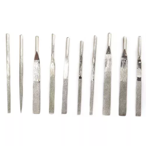10Pcs Diamond Coated Needle File Flat Kit For Air Micro Die Grinder Polish Tool - Picture 9 of 10