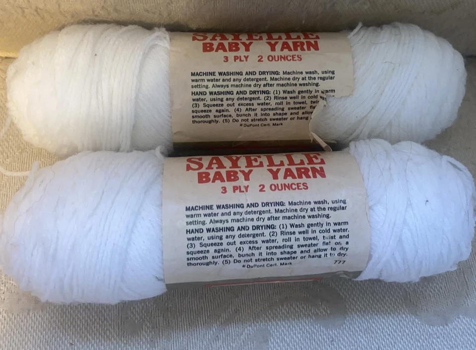 Baby yarn white Kmart Sayelle vintage Orlon Acrylic 3 ply Lot of 2 Skeins USA - Image 4 of 4