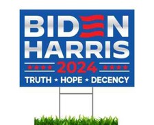 Biden Harris 2024 Yard Lawn Home Sign 18"x24" with FREE Stake US Made