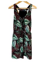 Madewell Tropical Palm 100% Silk Island Dress Size 6 Hawaiian Leaf Print Aloha