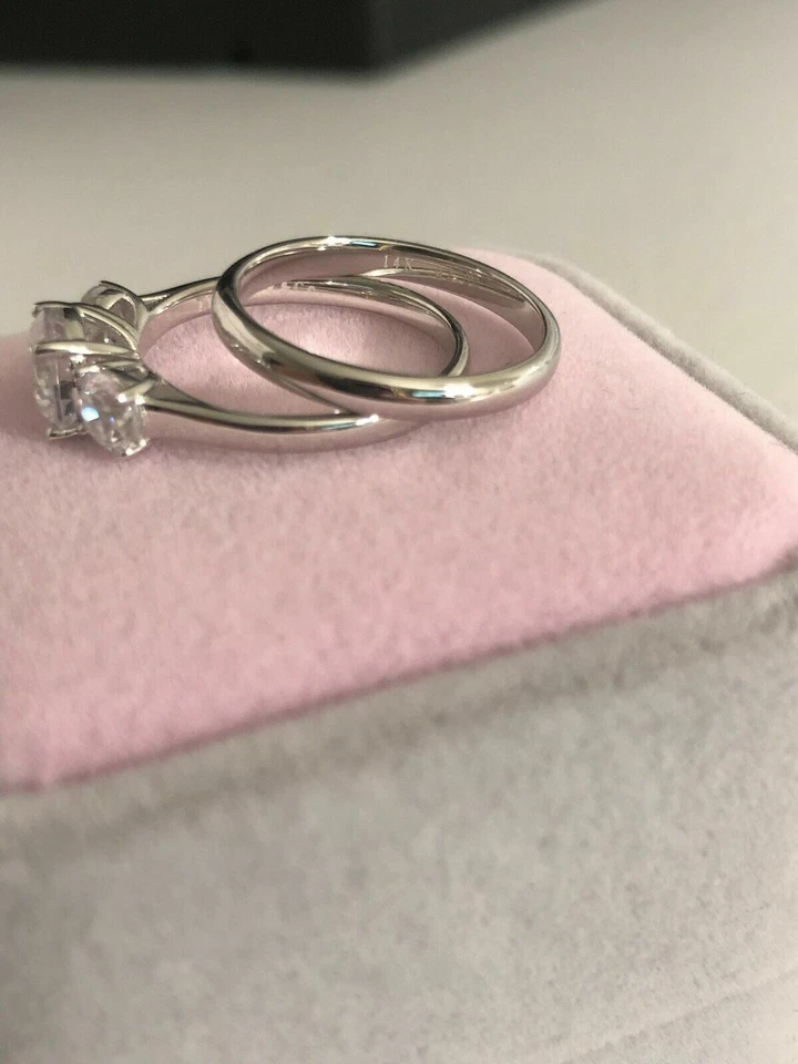 Помолвочное кольцо-солитер круглой огранки 2 карата белое золото 14 карат - Изображение 4 из 4