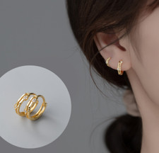 925 Sterling Silver CZ Huggie Hoop Earrings Girl Women Gift 12/8mm Gift PE35