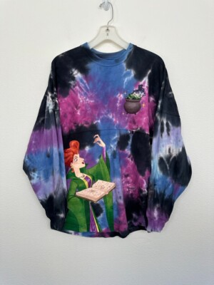Disney Hocus Pocus Tie-Dye Spirit Jersey Tonight We Fly Blue Sparkly Size Small