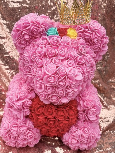 Red Rose Teddy Bear For Women Valentines Girlfriend Birthday Gifts With CROWN - Picture 5 of 5