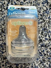 Dr Brown's Level 2 + Wide Neck Baby Bottle Nipple 3m+ Fast Flow 2 pack Brand NEW