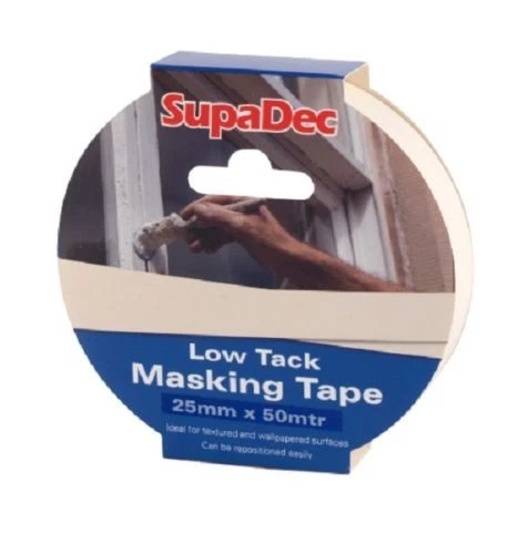 Low Tack Masking Tape - 45 Meter Rolls In 5 Widths For Painting, Craft, DIY (19-75mm)