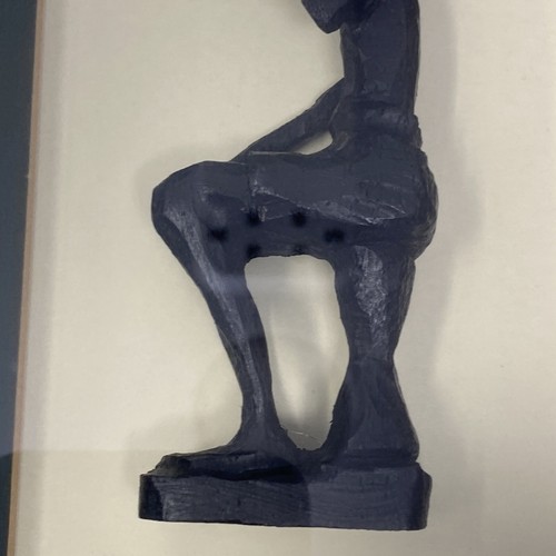 Vintage Framed African Carved Wiseman Induna Ebony Wood Malawi Zulu - Picture 6 of 15