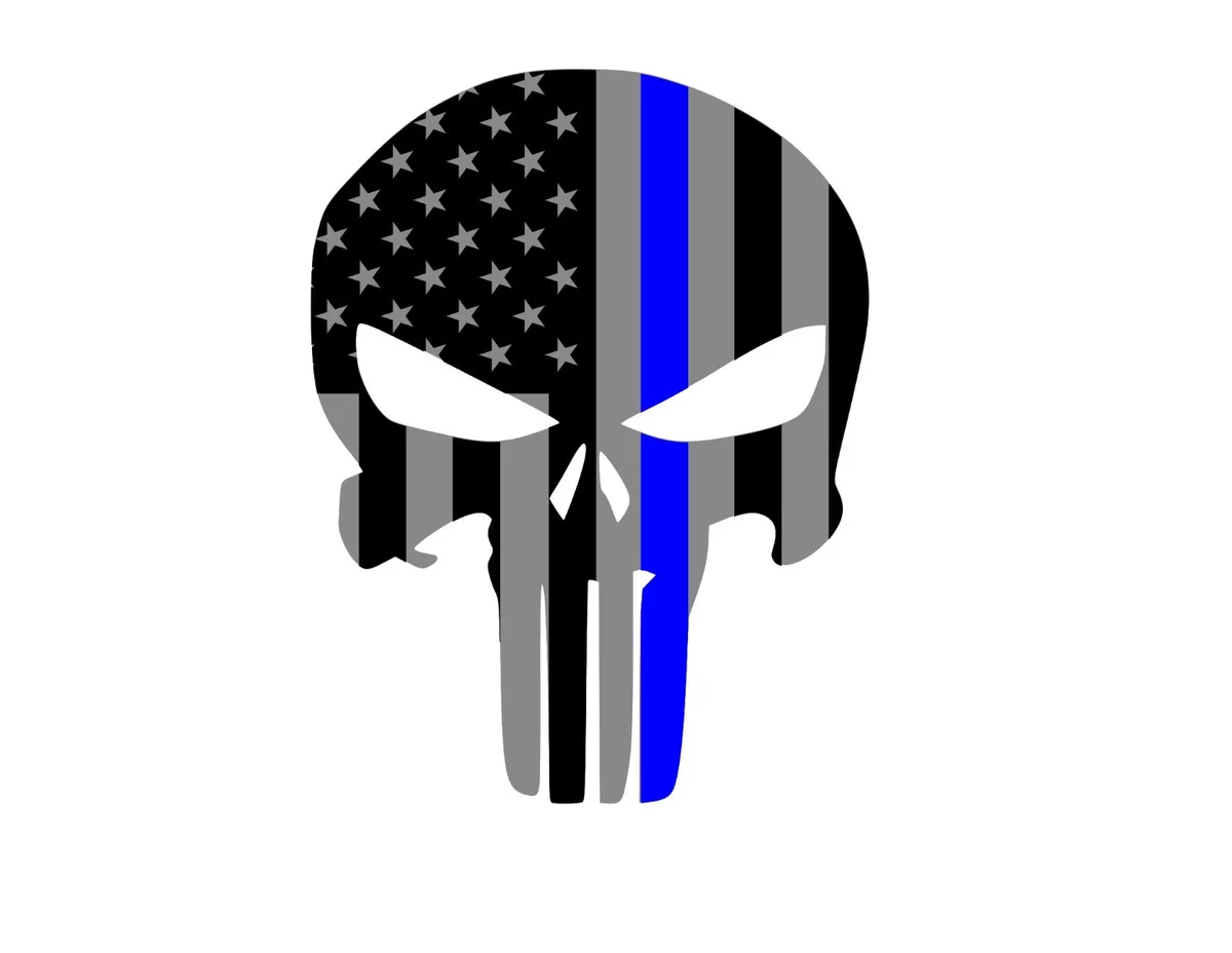 Punisher Skull Police Blue Line Flag Vinyl Car Decal Sticker