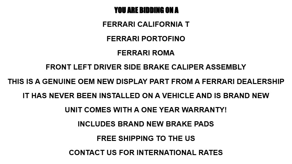 NEW OEM! Ferrari California T Roma & Portofino Left Front Brembo Brake Caliper