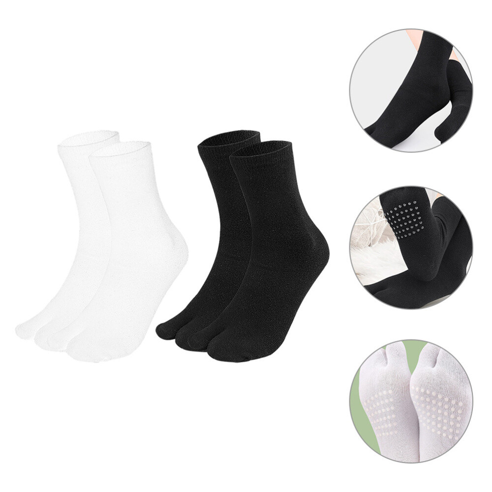 2 Pairs Toe Separated Socks Men Toe Socks Nonskid Toe Socks Women Toe