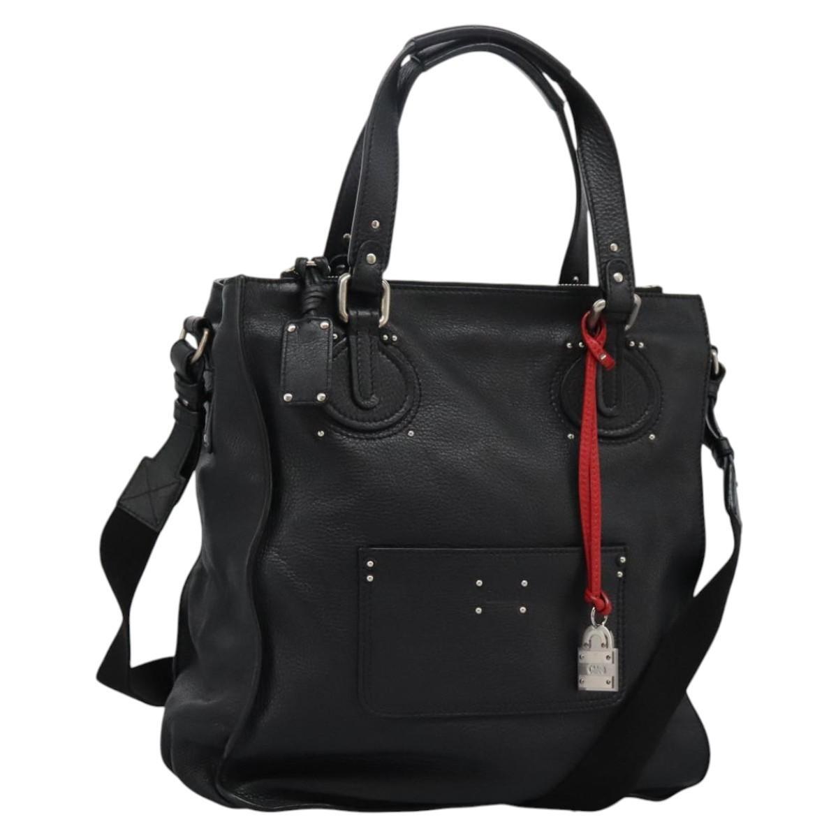 Chloe Mr Paddington Leather Tote Bag 2way Black Authentic sw114V