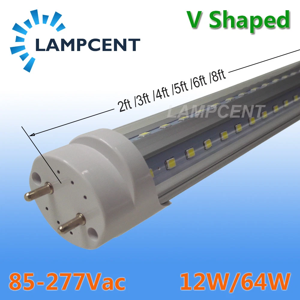 6-12/Pack 2FT 4FT 5FT 6FT LED Bulb T8 V Shape Tube 32W G13 Bi-Pin LED Shop Light
