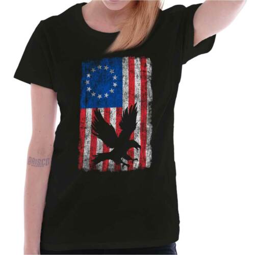 Betsy Ross kurzärmeliges Damen-T-Shirt USA Vereinigte Staaten von amerikanischer Flagge - Bild 1 von 8