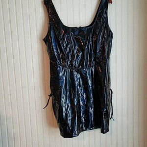 black patent leather dress Le Palais Vintage High End Black Patent Leather slit dress-Dominatrix   GOOD GIRL REBEL