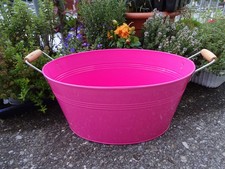 Blechwanne Blumenkübel Pflanztopf Zinkwanne Pflanzschale Wäschekorb Pink Rosa