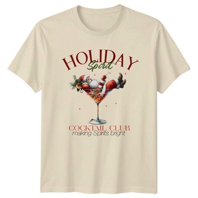 Holiday Spirit Cocktail Club Weihnachten Santa Herren Damen Grafik T-Shirt