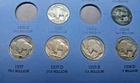 Buffalo Nickels 8, and Liberty "V" Nickels 3