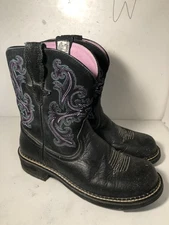 Ariat FatBaby 2 Purple Embroider Black Boots Western 10004729 Size 8B Woman’s