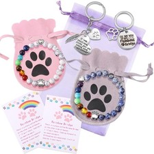 Jadive 9 Pcs Pet Memorial Gifts Sympathy Rainbow Memorial Bracelet Keychain w...
