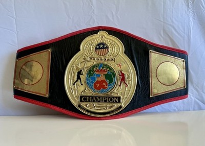 Adult TITLE Boxing Gold Flash Title Belt Metal Emblem Black Leather 57  Long