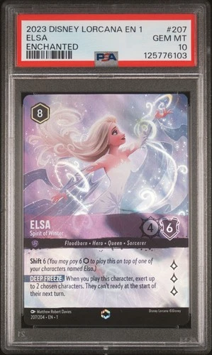 2023 DISNEY LORCANA EN 1-THE FIRST CHAPTER #207 ELSA - SPIRIT OF WINTER PSA 10