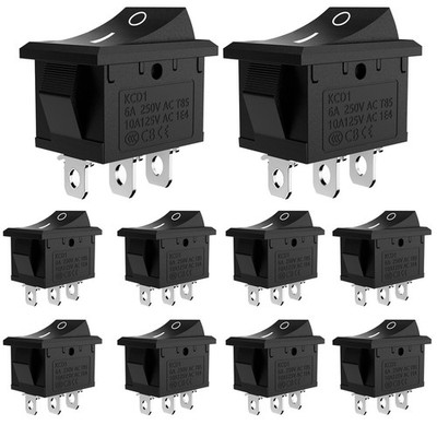 10PCS Mini Rocker Switch - 3 Pin 2 Position Snap - kcd1-2Position3pin-10pcs