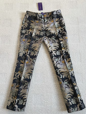 NEW 1790 Ralph Lauren Purple Label RUNWAY Gold Floral Silk Jacquard Pants sz 4
