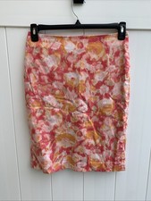 TALBOTS Pencil Skirt Sz 2 Colorful Floral Lined Dry Clean