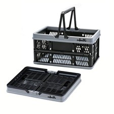 Plastic Baskets with handles,2pack Black Collapsible crates for storage,14.96...