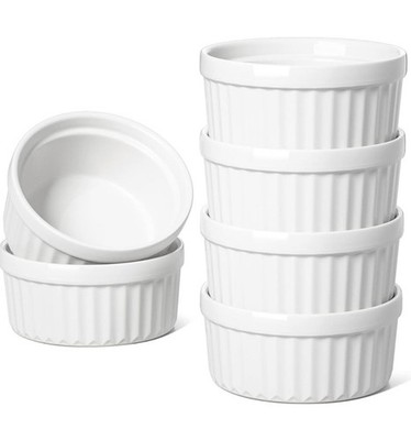 LE TAUCI Ramekins 4 OZ Oven Safe, Creme Brulee Ramekins, Pudding Custard Cups 6