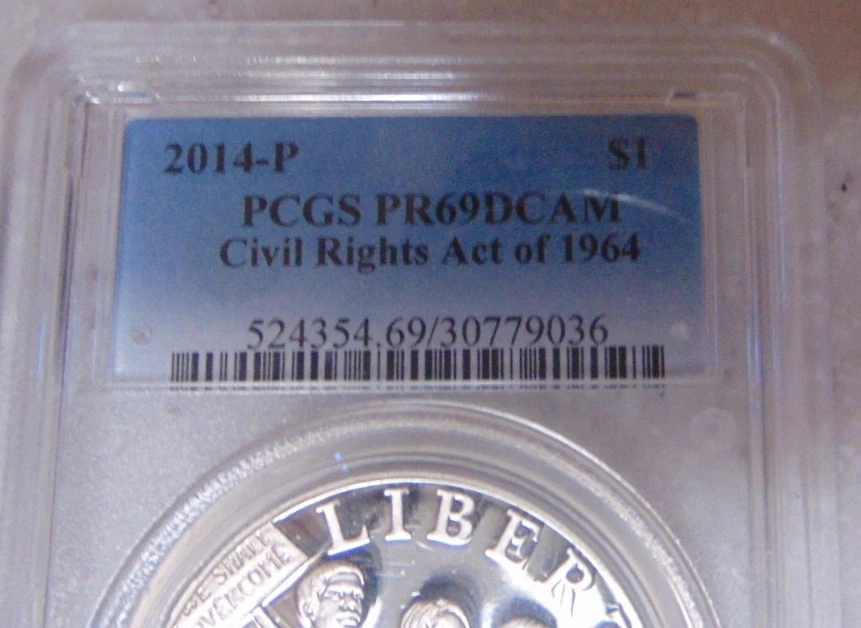 2014 P Civil Right Act  Commemorative Silver Proof  PCGS PR69DCAM - Image 4 of 4