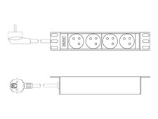 DIGITUS 10" socket with aluminum profile 4-way sockets DN-95418-FR