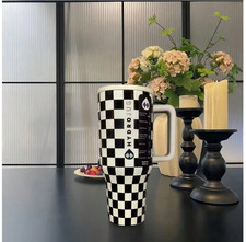 HydroJug 40oz Black White Checker Cup With Ha...
