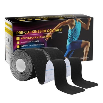 Dimora Kinesiology Tape, 40 Count Precut Strips 2 Rolls, 2 Black 