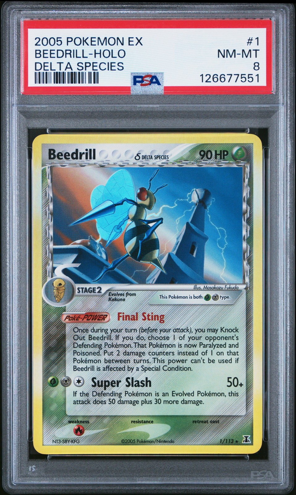 2005 POKEMON EX DELTA SPECIES #1 BEEDRILL-HOLO PSA 8