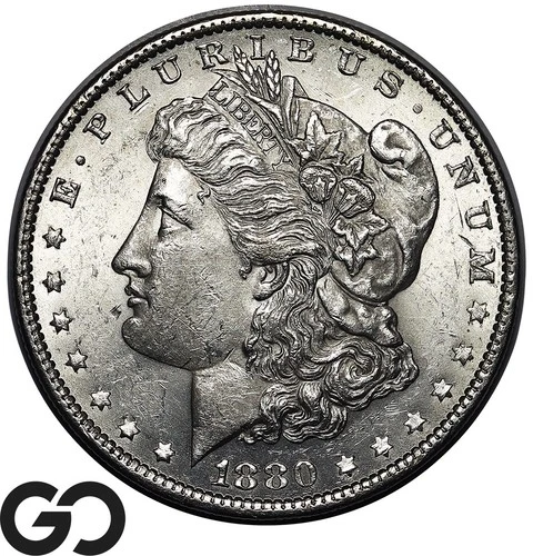 1880-O Morgan Silver Dollar Coin, Very Nice Choice BU++ Better Date