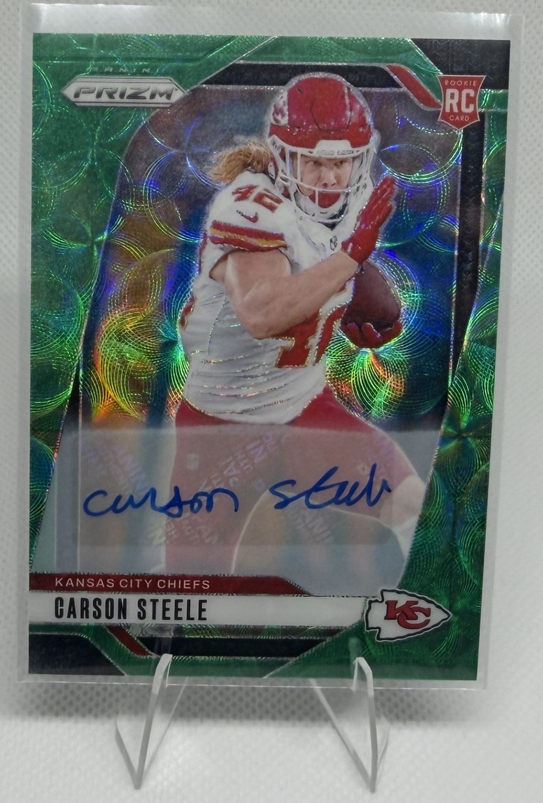 2024 Panini Prizm NFL Rookie Auto Carson Steele Green Scope /75