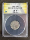 1936 S Buffalo Nickel Graded by ANACS at VG 8 Details