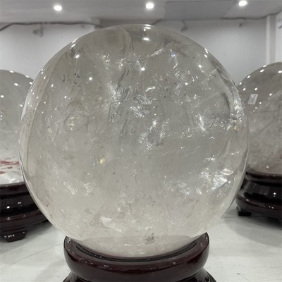 30.6LB 8'' Natural Clear Crystal Quartz Sphere Energy Ball healing gift+stand