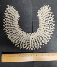 Three Vintage Edwardian Hand Made Crocheted Lace Collars and Lace Swatches