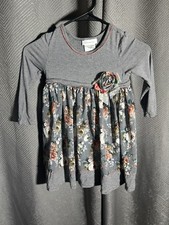 Bonnie Jean Girls Gray Dress With Flower Print Overlay Size 4